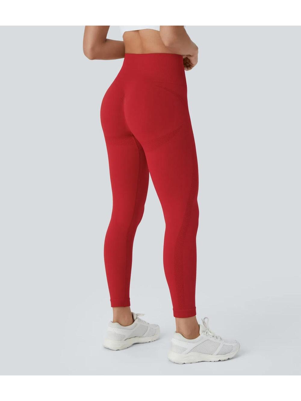 NWT Halara Seamless Flow High Waisted Tummy Control Butt Lift Red Leggings S 7/8